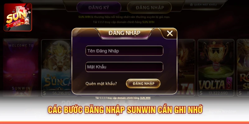 Các bước đăng nhập Sunwin cần ghi nhớ